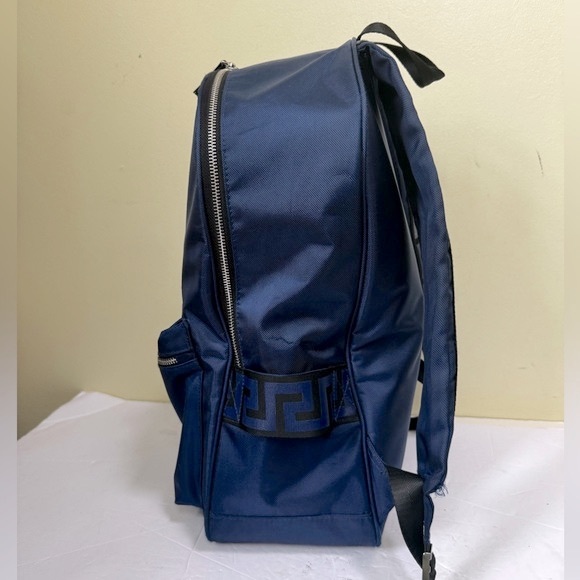 Versace Parfums Dylan Nylon Blue Backpack Bag Travel Logo Medusa Zip Lightweight - Picture 5 of 16